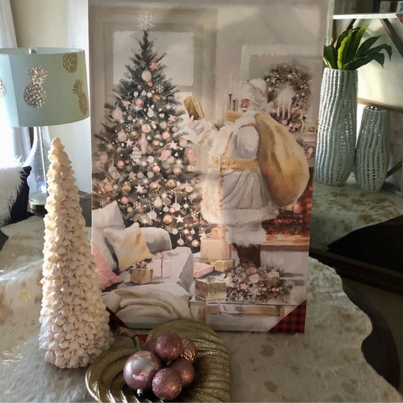 New!! Pink Christmas Tree 🎄 Santa Canvas Print - Picture 2 of 7